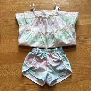2 Summer Toddler Clothes - Crazy 8 Striped Dress & Tie Dye Nike Shorts Size 4T